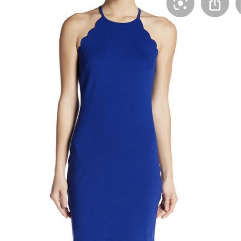 Free Press Scalloped Halter Bodycon Dress BLACK